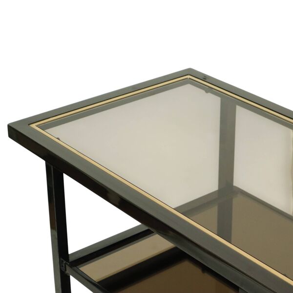 Chariot de bar design Belgo Chrom par Roger Van Hevel, or 23 carats