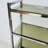 Chrome and smoked glass shelf in Italian 1970s style.