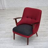 1960s, Danish designed armchair, reupholstered, furniture wool.