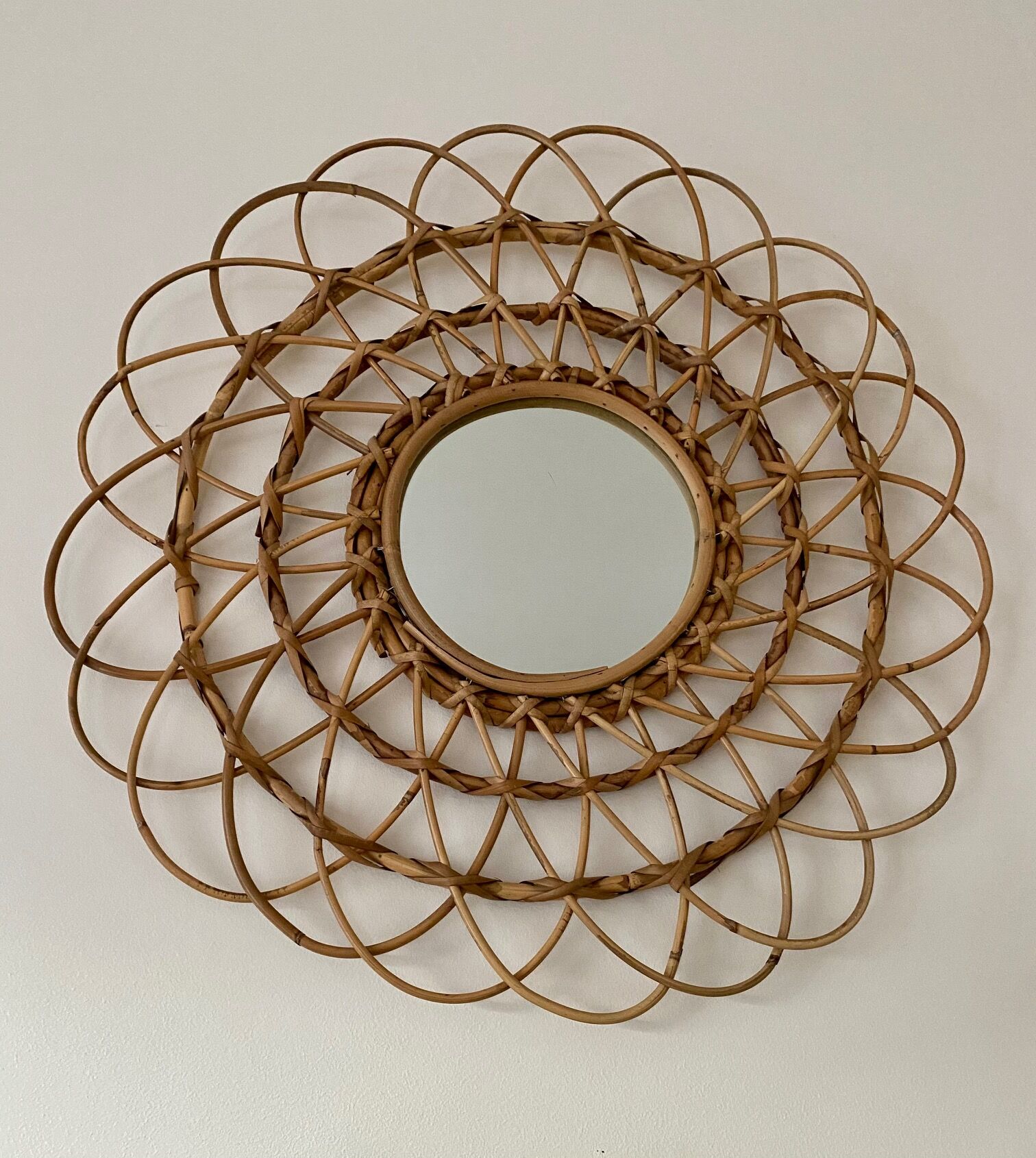 Natural rattan sun mirror 61cm