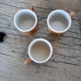 Series of 3 vintage stoneware cups and saucers by Madeleine Brault for Poterie de la Colombe