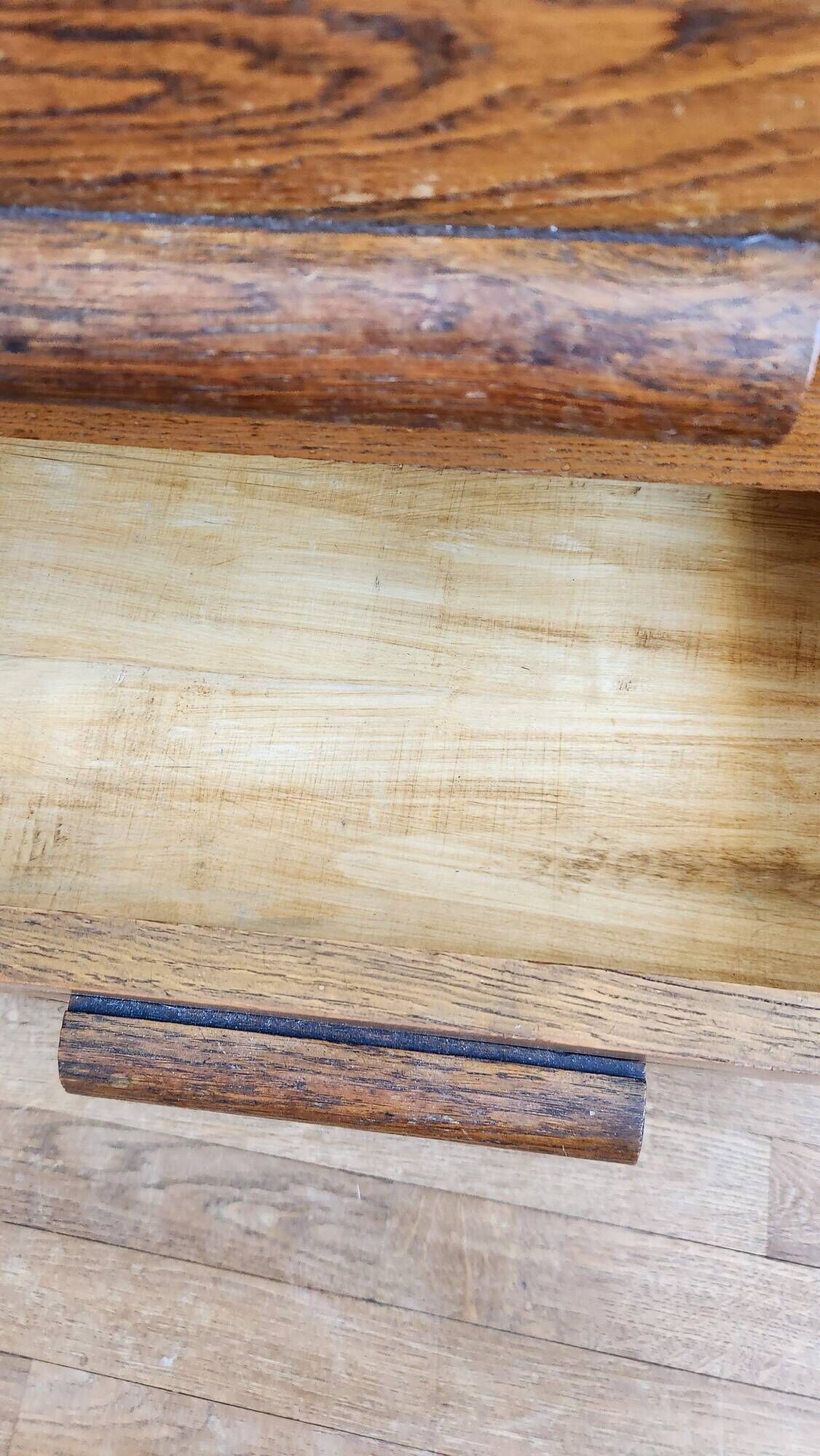 Beautiful old wooden furniture with three drawers.