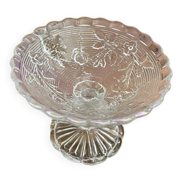 Coupe sur pied en verre vintage