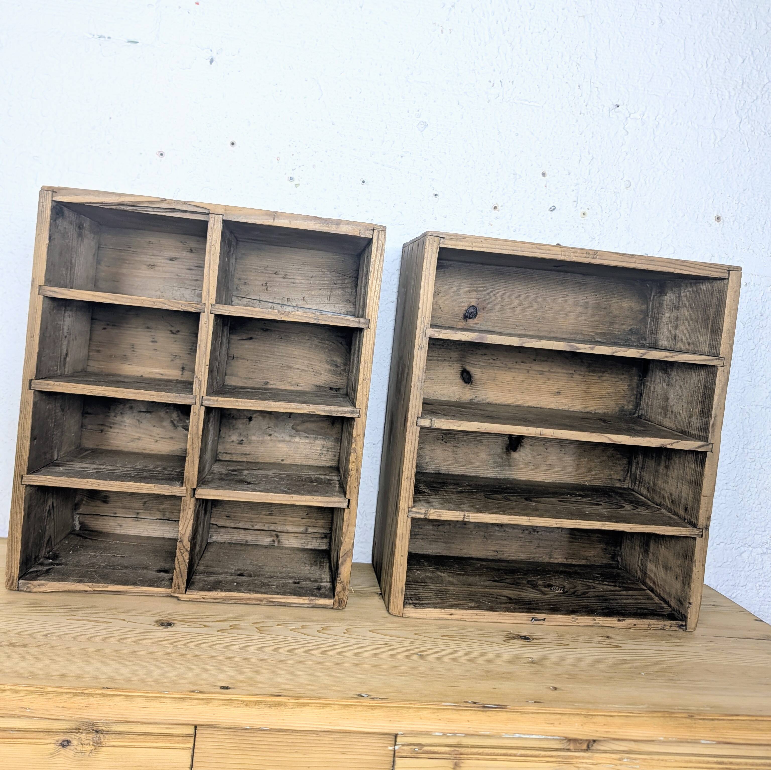 Vintage wooden lockers with compartments
