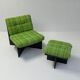 Green vintage chair with hocker