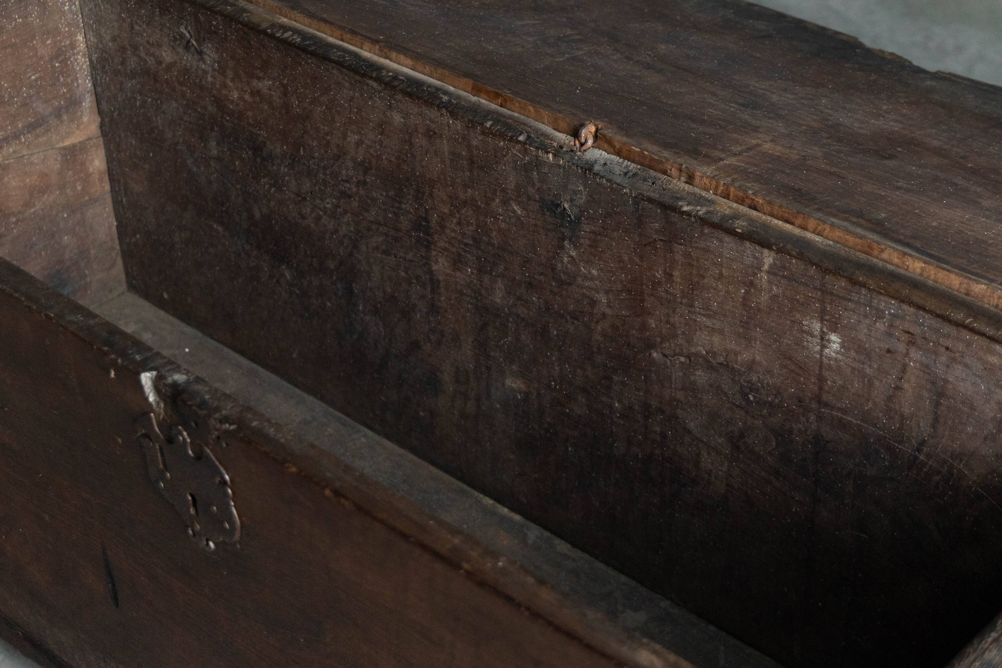 Antique wooden storage chest, France, late 18th century