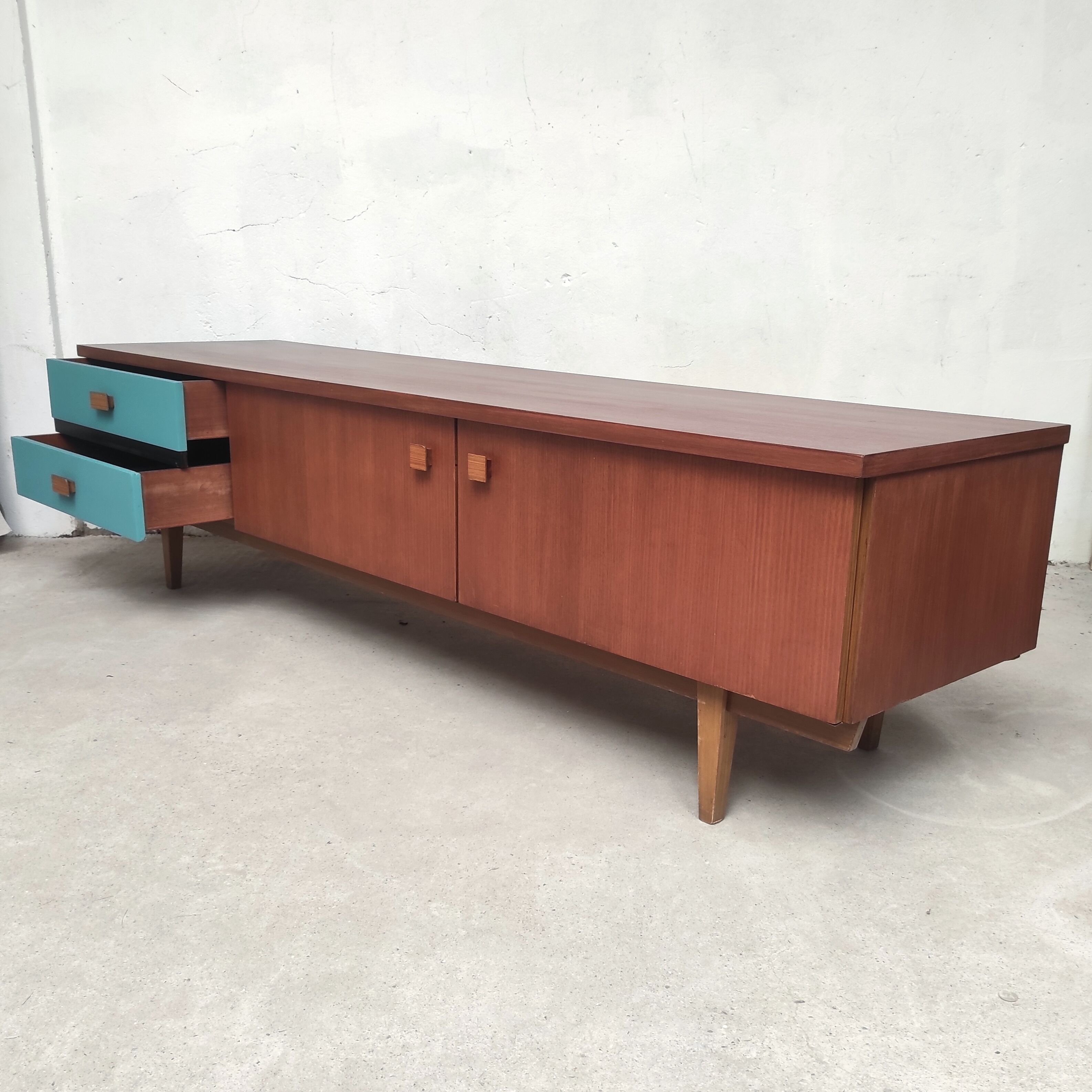 Low sideboard 220cm, 1960