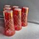 6 red glasses cut in orangeade – mid-twentieth