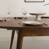 Custom-made solid walnut dining table with 4 extensions, for 6 to 16 people