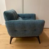 Fauteuil tissu bleu canard