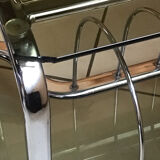 Hi-fi cabinet in chrome metal and vintage smoked glass