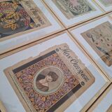 Art deco magazine covers, vintage retro decoration, paintings