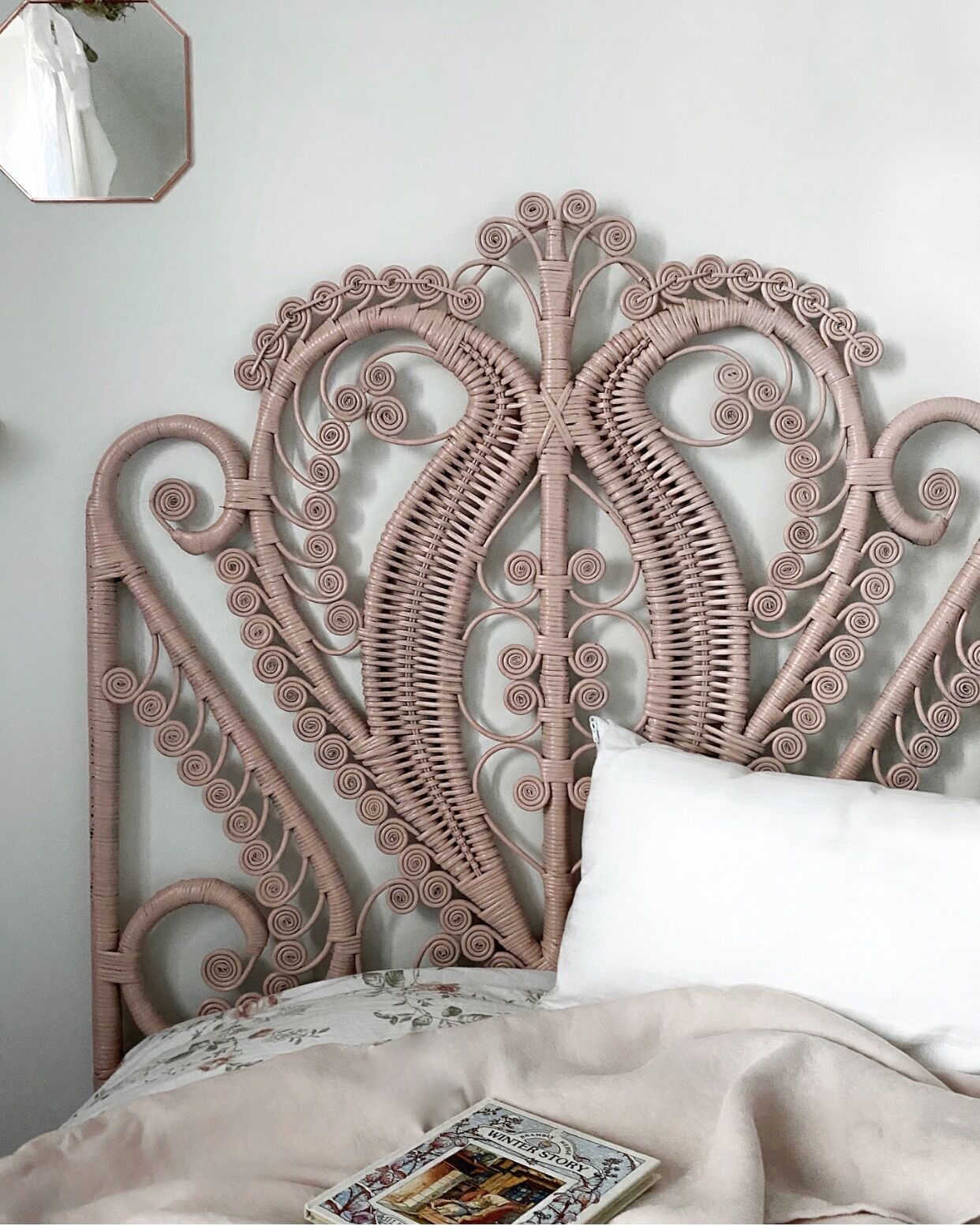 Rattan peacock headboard