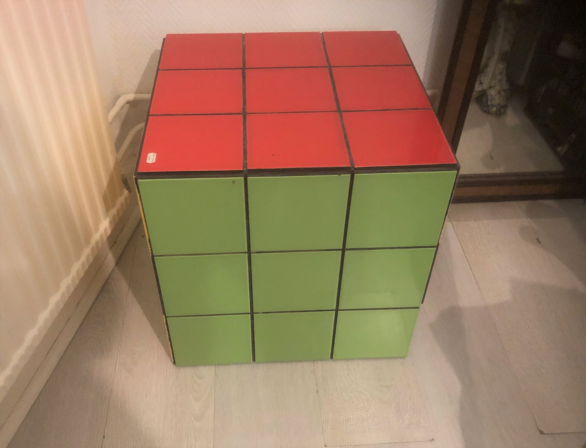 Table basse vintage rubik's cube bout de canapé carreau de faience