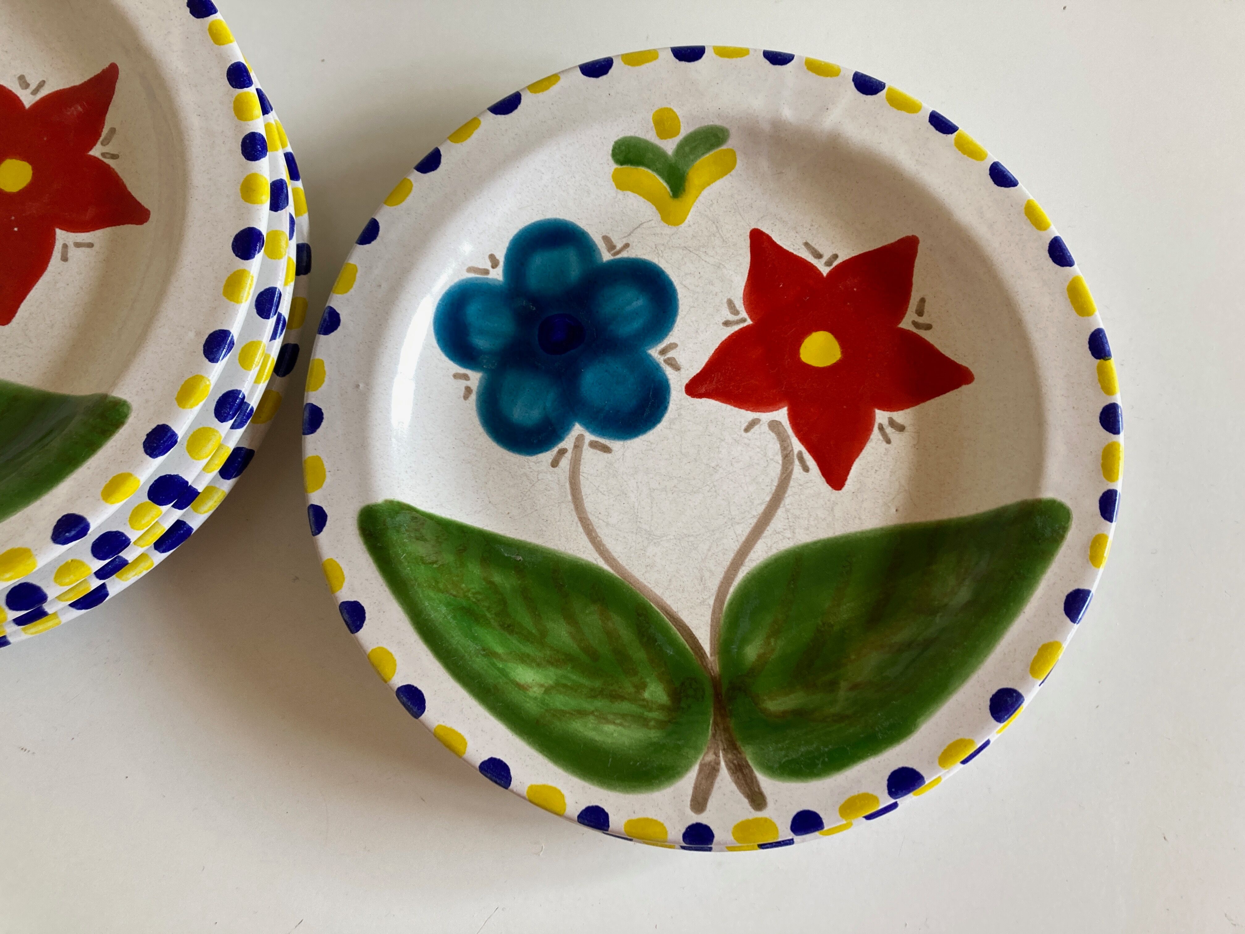 Set of 6 plates De Simone in glazed earth 1970 Italian work