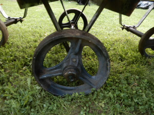 Table basse industrielle vintage chariot de marbrier ancien