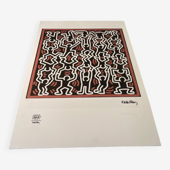 Keith Haring Sérigraphie vintage Dancing People 21/150 THE KEITH HARING FOUNDATION INC. an 1990