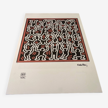 Keith Haring Vintage Screenprint Dancing People 21/150 THE KEITH HARING FOUNDATION INC. year 1990