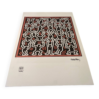 Keith Haring Vintage Screenprint Dancing People 21/150 THE KEITH HARING FOUNDATION INC. year 1990
