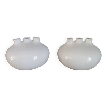 Paire de vases soliflore vintage craquelé design