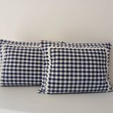 Set of 2 vintage cushions, blue gingham