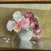 Still life with roses, old watercolour.
