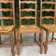 3 chaises bois massif paillées type ferme dossier haut