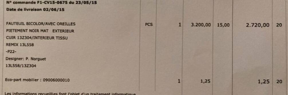 Bicolour armchair P22 Cassina designed by Patrick Norguet