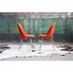 Ensemble de 8 chaises en acier chromé et laine orange, 1960