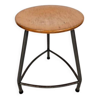 Ahrend De Cirkel - Industriel - Tabouret - Bois - Métal - Années 60