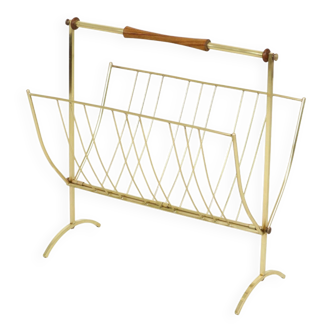 Brass rosewood magazine rack design sixties