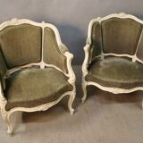 Pair of louis xv style basket armchairs