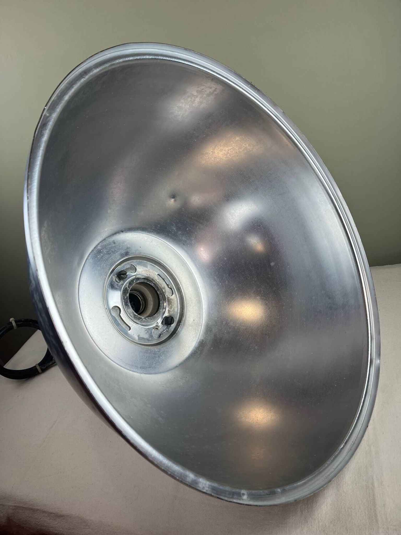 Rare industrial suspension Osram HQL – large aluminium reflector 53