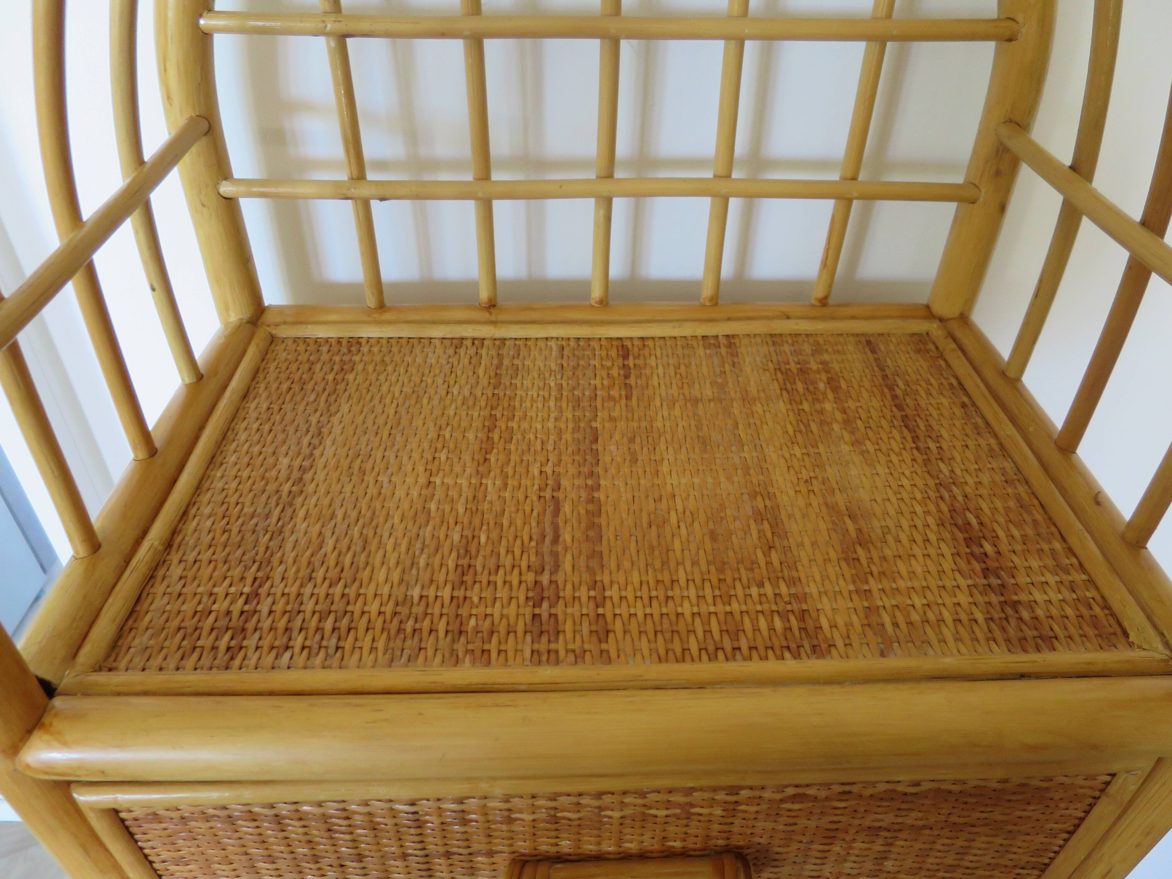 Vintage Library - 2 drawers - Woven rattan cupboard - 1980s - natural