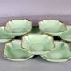 Antique Limoges green & gold porcelain dessert / cream service C593