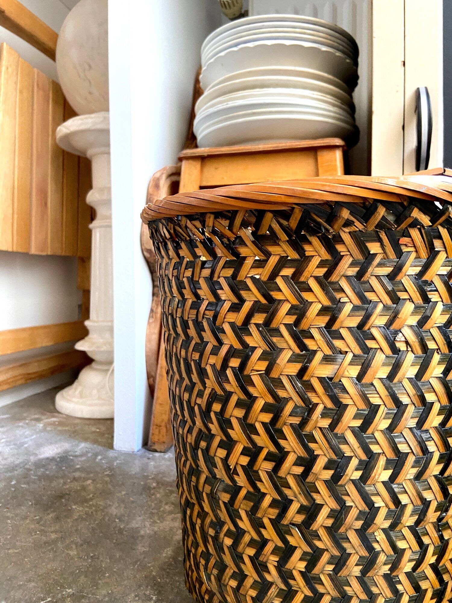 Braided rattan basket
