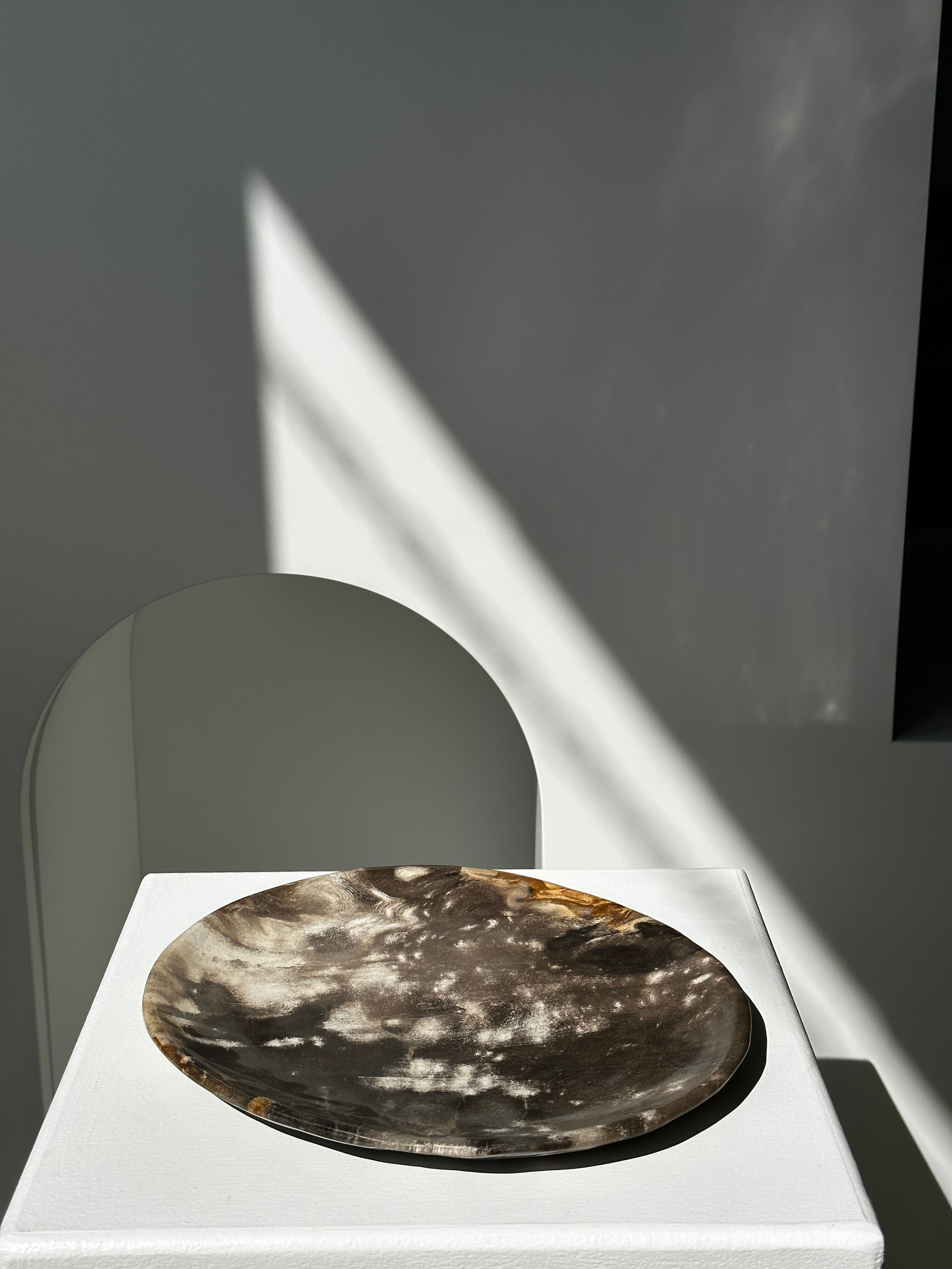 Dish in petrified wood