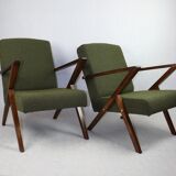 Vintage olive green boucle armchair, 1970s