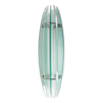 Vintage 70s metal and glass wall lamp design Veca