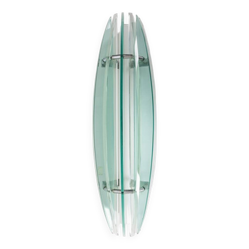 Vintage 70s metal and glass wall lamp design Veca