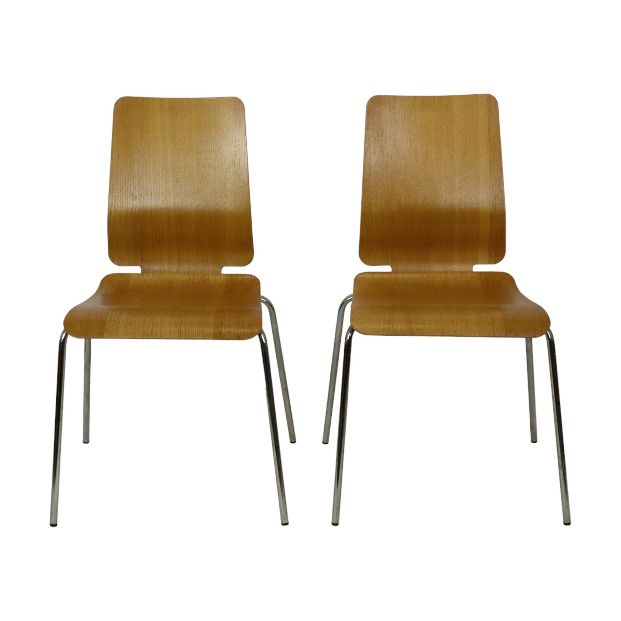 Vintage Set of 4 IKEA Gilbert Chairs Curved Oak Plywood 1999