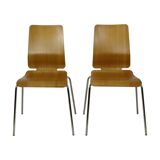 Vintage Set of 4 IKEA Gilbert Chairs Curved Oak Plywood 1999