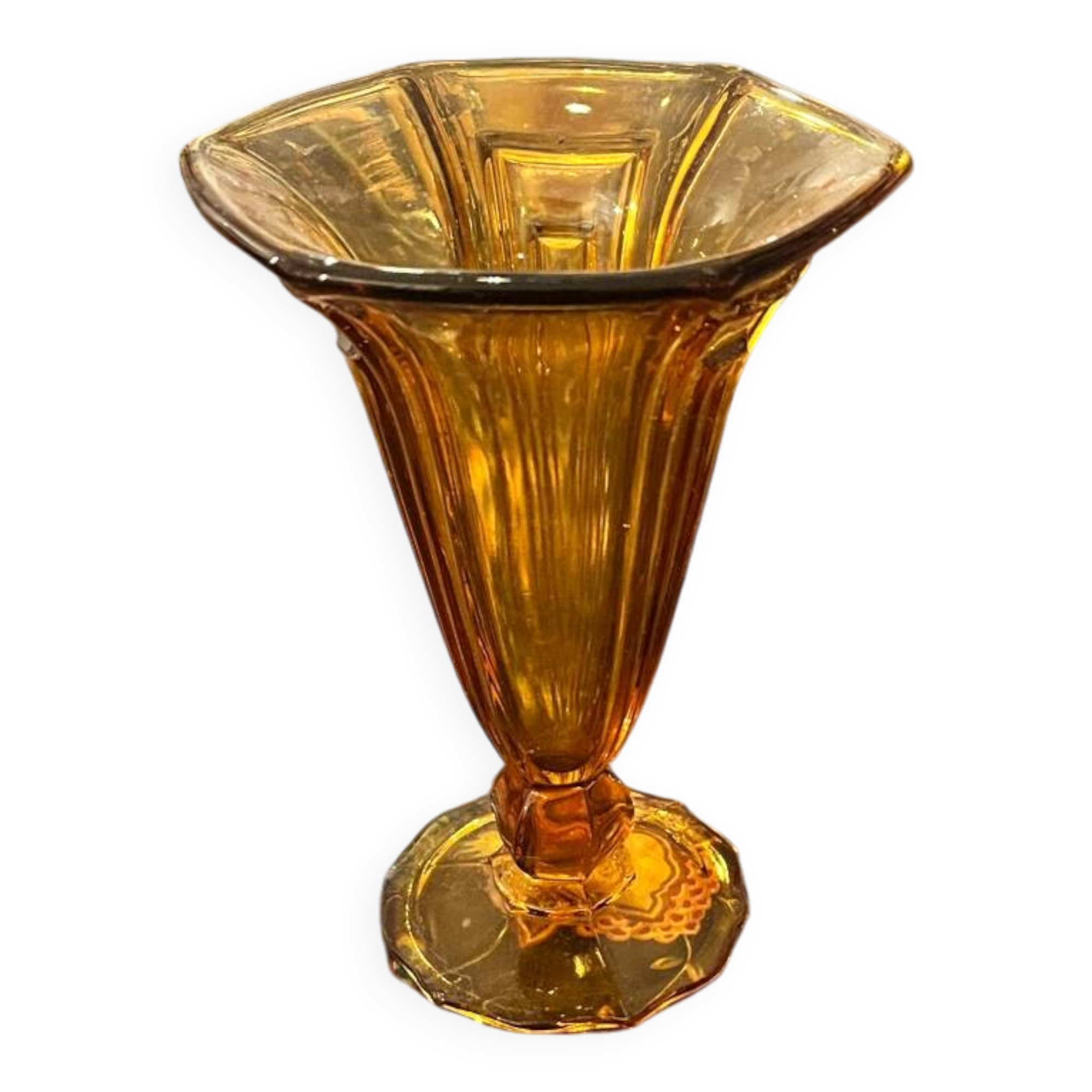 Art Deco vase in amber glass