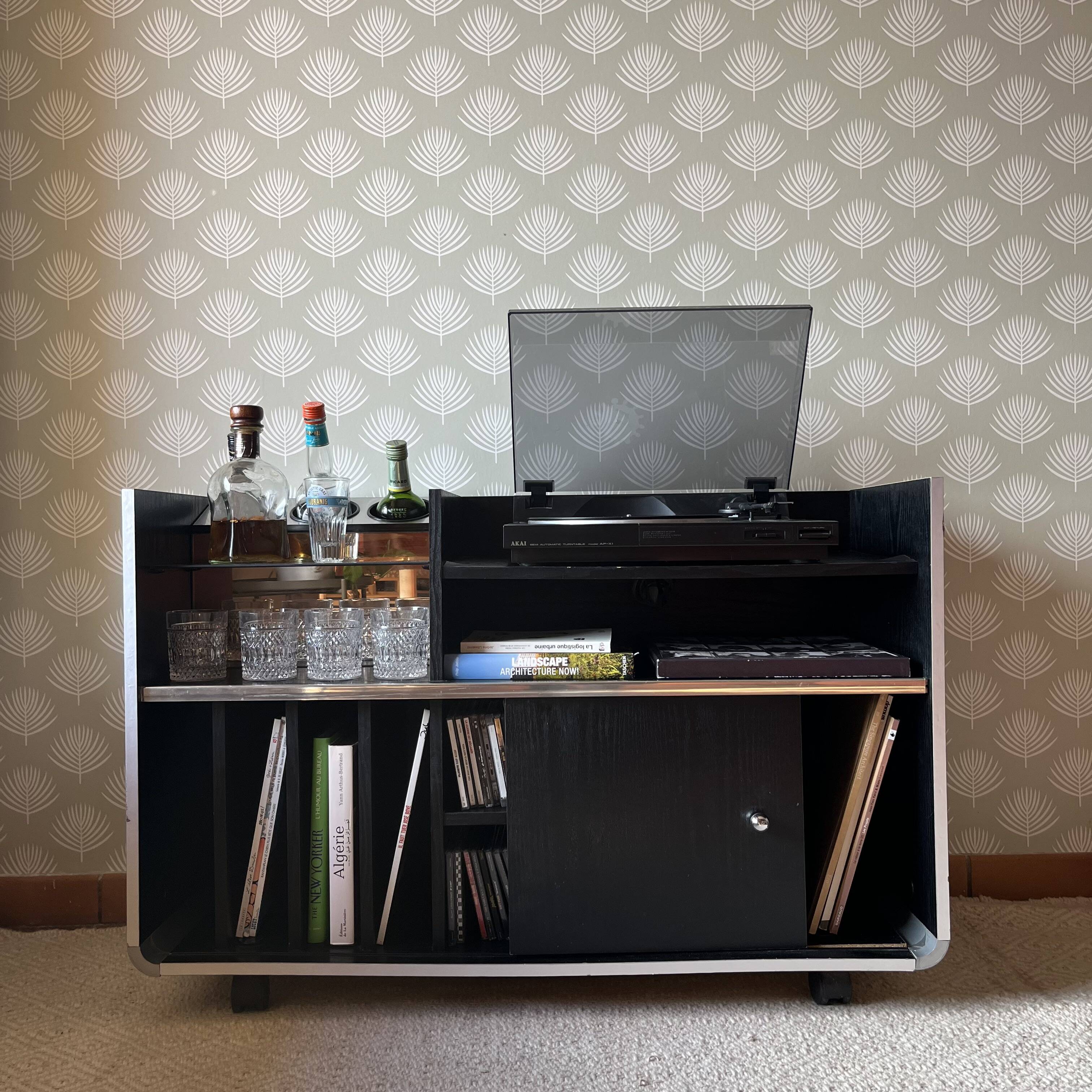 Meuble rangements vinyle et bar vintage