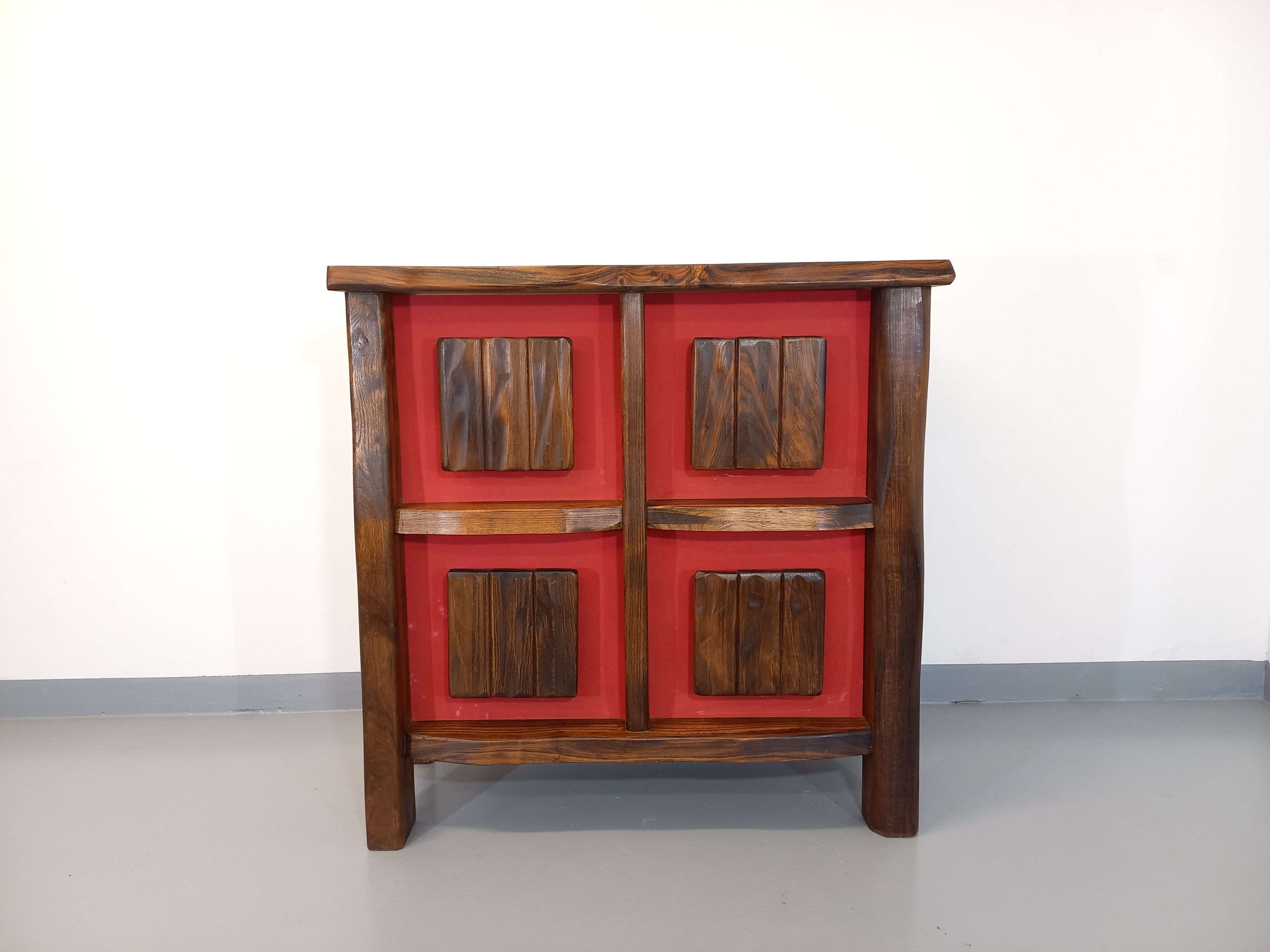 Bright brutalist bar furniture aranjou vintage from the 50s 60s in solid elm