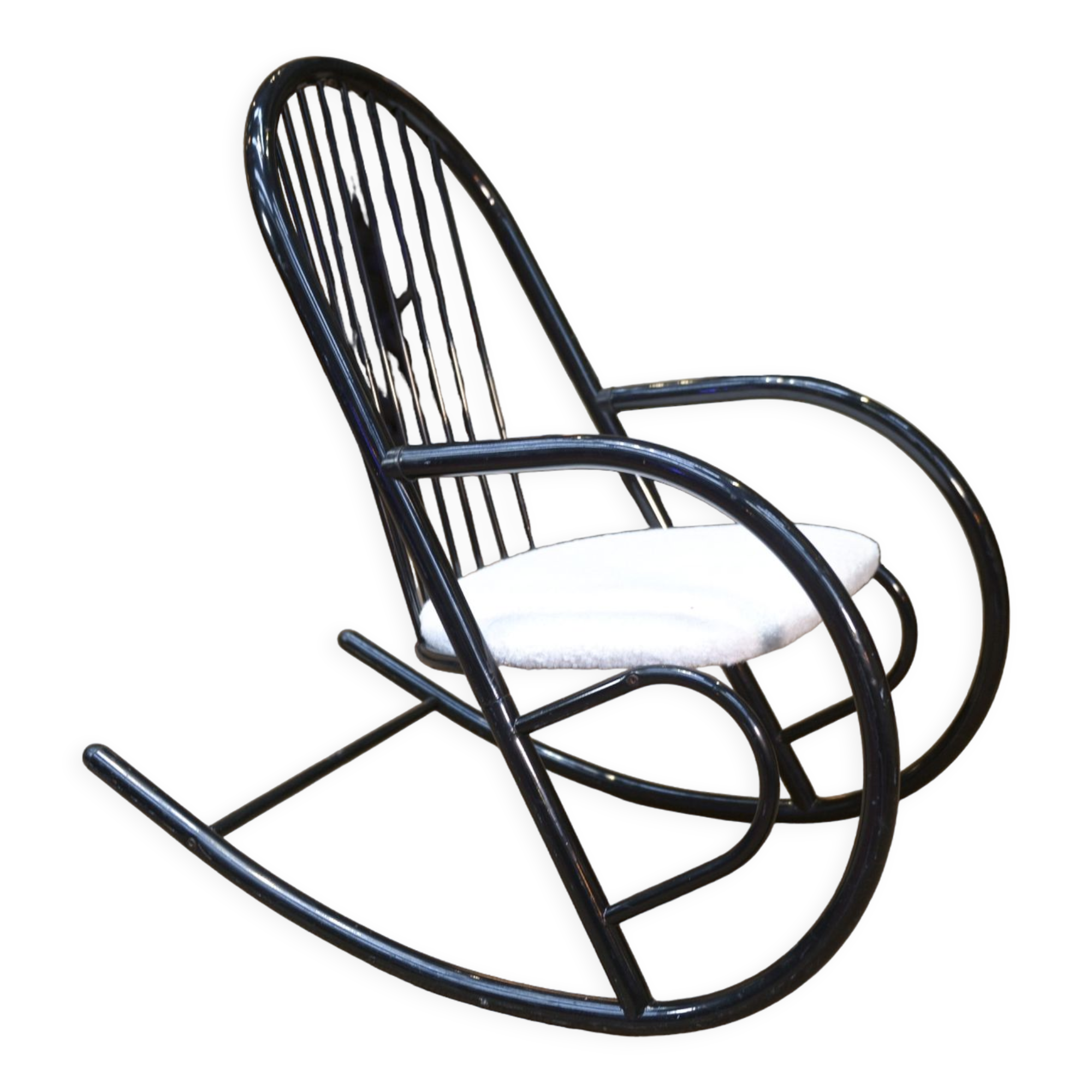 Rocking chair in black lacquered metal 1970