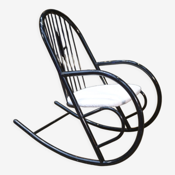 Rocking chair in black lacquered metal 1970