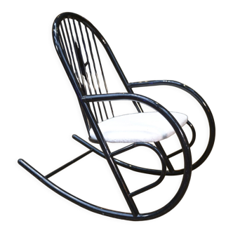 Rocking chair in black lacquered metal 1970