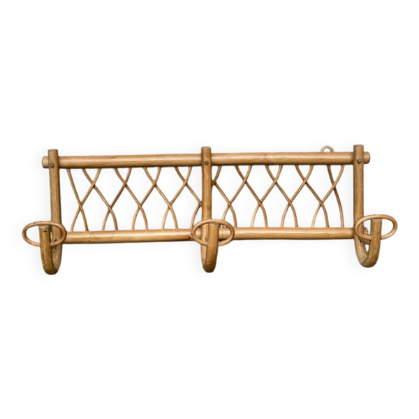 Porte manteau mural en rotin vintage