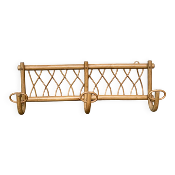 Porte manteau mural en rotin vintage